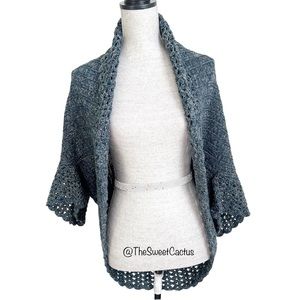 MAK Poncho Cardigan Sweater Shrug Shawl Small Medium Cozy Boho Cottagecore